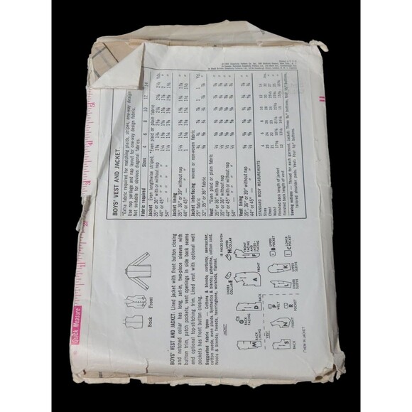 Vtg 1960’s Simplicity Boys Jacket Sewing Pattern #6108 Size 10 Chest 28 - Picture 3 of 6